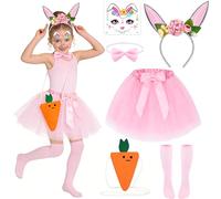 Beipegin Disfraz de Conejito para Niña Orejas Conejo Bunny Ears Pajarita Cola Tutu Conejo Disfraz de Halloween Easter