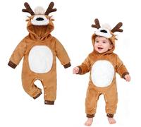Beipegin Disfraz Reno Bebe Niño Niña Recién Nacido Mono la Primera Navidad Disfraz Navidad Ropa Papa Noel 0-24 Meses