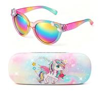 Beipegin Gafas de sol Niña Gafas Corazon Gafas de sol Unicornio UV400 Protección Rayos Decorativas y Funda Gafas Fiesta Niña 3 Años a 10 Años