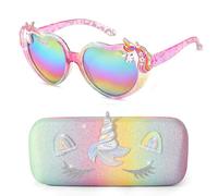 Beipegin Gafas de sol Niña Gafas Corazon Gafas de sol Unicornio UV400 Protección Rayos Decorativas y Funda Gafas Fiesta Niña 3 Años a 10 Años