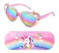 Beipegin Gafas de sol Niña Gafas Corazon Gafas de sol Unicornio UV400 Protección Rayos Decorativas y Funda Gafas Fiesta Niña 3 Años a 10 Años