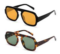 Beipegin Gafas de Sol para Hombre y Mujer, Estilo Vintage Cuadradas con Protección UV400 para Conducir al Aire Libre