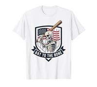 Béisbol de Halloween - Patriótico USA Esqueleto Slugger Camiseta