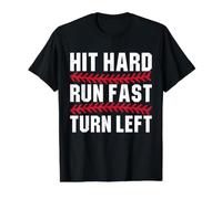 Béisbol Hit Hard Run Fast Turn Left Hombres Niños Niños Juventud Camiseta gráfica económica, Hombre, Negro, XL