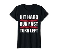 Béisbol Hit Hard Run Fast Turn Left Hombres Niños Niños Juventud Camiseta gráfica económica, Mujer, Negro, S