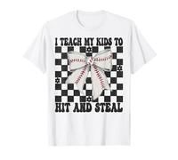 Béisbol Mamá Día de la Madre Enseño a mis hijos a golpear y robar Camiseta