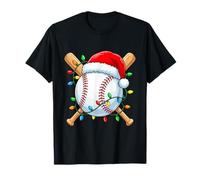 Béisbol Navidad Gorro Papá Noel Bates Cruzados Camiseta