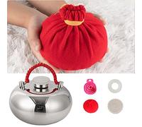 BEISCO Boule - Mini bolsa de agua caliente de metal resistente, con revestimiento de tela extraíble, para mantener calientes las manos, el cuello, la espalda, el abdomen y la cintura (tamaño: M-15 cm)