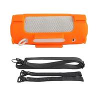 BeisDirect Funda de silicona para altavoz Bluetooth portátil JBL Grip, funda protectora suave para viaje con correa para el hombro y correa fija para bicicleta (naranja)