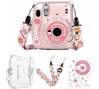 BeisDirect Mini11 - Funda transparente para cámara Instax Mini 11, funda protectora rígida de transporte de cristal, correa adhesiva y correas para el hombro, gato, Funda de transporte