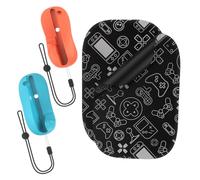 BeisDirect Ratón controlador de juegos compatible con empuñaduras Joy-Con para Switch 2 Mini ratones ergonómicos portátiles izquierdo + derecho, funda de mango y alfombrillas de mouse (naranja + azul)