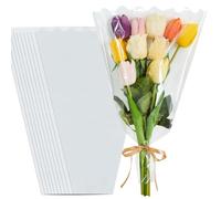 BEISHIDA 100 bolsas transparentes para ramos de flores de celofán, bolsas de plástico para envolver suministros de ramo de flores, día de la madre, día de San Valentín (transparente, 18 x 12 pulgadas)