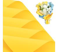 BEISHIDA 20 piezas de papel de regalo floral amarillo mate para ramo de flores, papel de regalo impermeable para ramo de flores, suministros de floristería, boda, graduación floral