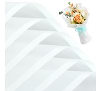BEISHIDA 20 piezas de papel de regalo floral blanco mate con borde negro, papel de regalo impermeable para ramo de flores, papel de regalo para ramo de flores, suministros de boda, graduación floral