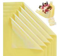 BEISHIDA 20 piezas de papel de regalo floral iridiscente amarillo para envolver flores, papel de regalo de ramo de flores, papel de regalo impermeable para manualidades, suministros de floristería,
