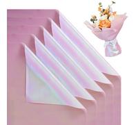 BEISHIDA 20 piezas de papel de regalo floral iridiscente color morado, papel de regalo de flores para ramo de flores, papel de regalo impermeable para manualidades, suministros de floristería, boda,
