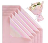 BEISHIDA 20 piezas de papel de regalo floral iridiscente rosa para envolver flores papel de regalo de ramo de flores, papel de regalo impermeable para suministros de floristería, boda, graduación