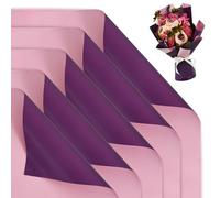 BEISHIDA 20 piezas de papel de regalo floral mate de doble cara para ramo de flores, papel de regalo impermeable para suministros de floristería, boda, graduación, embalaje de regalo, morado y nude