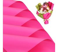 BEISHIDA 20 piezas de papel de regalo floral mate rosa intenso para ramo de flores, papel de regalo impermeable para ramo de flores, suministros de floristería, boda, graduación floral