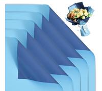 BEISHIDA 20 unidades de papel de regalo floral mate de doble cara para ramo de flores, papel de regalo impermeable para suministros de floristería, boda, graduación, embalaje de regalo, azul oscuro +