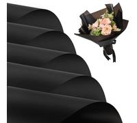 BEISHIDA 40 piezas de papel de regalo floral negro mate para ramo de flores, papel de regalo impermeable para ramo de flores, suministros de floristería, boda, graduación floral (22.8 x 22.8 pulgadas)
