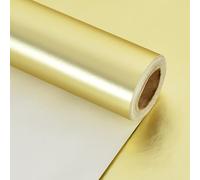 BEISHIDA Papel de regalo dorado de metal mate, rollo de papel de regalo de color sólido, papel de embalaje para bodas, cumpleaños, graduación, papel de regalo de Navidad (17 pulgadas x 32.8 pies)