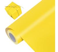BEISHIDA Rollo de papel de regalo amarillo de color sólido con brillo perlado, papel de regalo mate, papel de embalaje para boda, cumpleaños, graduación, papel de regalo de Navidad (17 pulgadas x 32.8