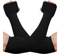 beister Mangas de brazo de enfriamiento con protección UV, para mujeres y hombres, protector solar de verano con agujero para el pulgar, 1 par (negro), talla única