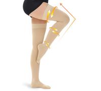 beister Medias médicas de compresión para mujer y hombre, 15-20 mmHg, punta cerrada, calcetines largos de compresión con banda de silicona, clase 1, medias de soporte para muslos para varices, edemas