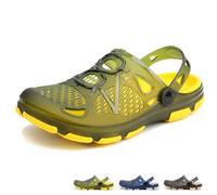 beister Zuecos de jardín para Hombre, Antideslizantes, Transpirables, para Exteriores, Playa, Ducha, Verde Amarillo, 43 1/3 EU