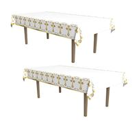 Beistle 2 manteles rectangulares de plástico para Mesa Religiosa de 137 x 274 cm, para Bautizo, decoración de Fiesta de Primera comunión, Mantel de Cruz, Blanco/Dorado