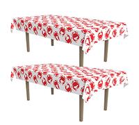 Beistle 2 manteles rectangulares de plástico para Suministros de Fiesta náutica con temática de Luau bajo el mar, 54 x 108 Pulgadas, Blanco/Rojo