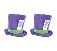 Beistle 2 Piece Plush Mad Hatter Top Hats - Alice In Wonderland Tea Party Costume Accessory, Celebrating With You Since 1900, Purple/Green/White/Black