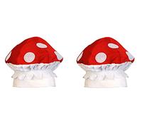 Beistle 2 piezas de tela de felpa novedad hongos sombreros videojuegos decoración fiesta de cumpleaños suministros, tamaño único, blanco/rojo