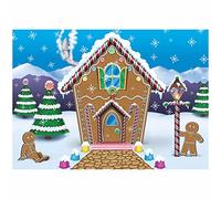 Beistle 20823 Fondo de casa de Jengibre de Tela Vibrante de 5 x 7 pies, decoración navideña caprichosa y Festiva para Crear un Dulce Fondo navideño, celebrando contigo Desde 1900, Multicolor