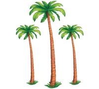 Beistle 3 Piezas de 4 pies y 6 pies de Palmera articulada Decoraciones de cartulina Recortes de Papel para decoración de Fiesta Hawaiana Tropical temática Luau, marrón/Verde