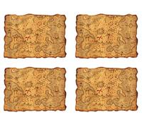Beistle 4 mapas de plástico para Aventuras de Tesoro para Recuerdos temáticos Piratas, Juegos de Fiesta de cumpleaños, 12 x 18 Pulgadas, Bronceado/marrón/Rojo