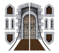Beistle 52081 Printed Castle Door and Window Props, 16" to 5' 4", 9 Pieces In Package