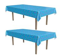 Beistle 53488 - Mantel de Mesa de los 90, 2 Piezas, plástico, Azul/Rosa/Amarillo