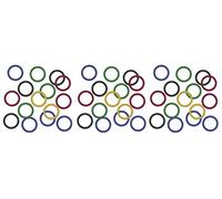 Beistle 53671 - Anillos de fiesta deportivos de lujo con confeti brillante de 1.5 onzas, decoración de mesa, suministros internacionales, papel, rojo/azul/verde/dorado/negro