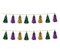 Beistle 59927-ggp Beistle 59927-ggp, 2 piezas metálico borla guirnaldas, 9,75 "x 8", 9,75 "x 8", verde/oro/morado