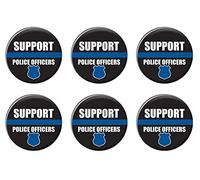 Beistle 6 agujas de apoyo para nuestra policía, línea azul, botón Pinback, para 4 de julio, decoraciones patrióticas, Día de la Independencia, suministros de fiesta y regalos