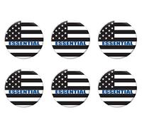Beistle 6 piezas de Thank You Essential Workers Appreciation Pinback botón insignia Pin suministros y favores patrióticos, 2 pulgadas, negro/blanco/azul
