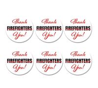 Beistle 6 piezas de Thank You Firefighters Appreciation Pinback botón insignia Pin suministros y favores patrióticos, 2 pulgadas, blanco/rojo/negro