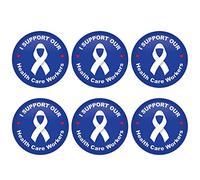 Beistle 6 piezas de Thank You Health Care Workers personal médico apreciación primera respuesta botón pinback pin insignia suministros y favores patrióticos, 2 pulgadas, negro/blanco/azul