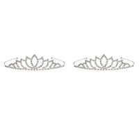 Beistle 60074 Royal Rhinestone Tiaras 2 Piezas, Metal, Plata