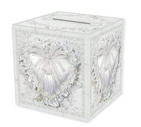 Beistle Caja de tarjetas de papel duradera para suministros de fiesta de boda, 12 x 12 pulgadas (paquete de 1), color blanco
