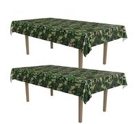 Beistle Camo Tablecovers, 54” x 108”, 2 Pieces - Plastic Table Cloth, Military Party Decorations, Party Table Cover, Camping Decorations, Camo Birthday Decorations, Hunting Party Decorations