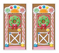 Beistle - Cubiertas para Puerta de casa de Jengibre (2 Piezas, Suministros de Fiesta de Navidad, decoración de Invierno, 76,2 cm x 5 pies, Multicolor