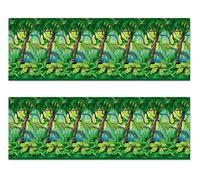 Beistle Fondos de pared de árboles de la selva, 4 x 30 pies, paquete de 2 - Fondo de fotos, fácil de adherir, decoraciones de fiesta tropical, decoraciones de fiesta de la selva, telón de fondo verde,